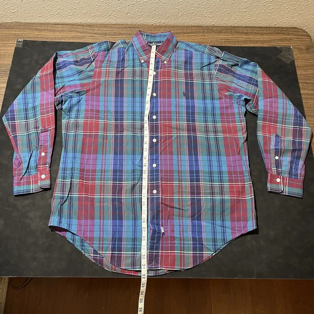 Vintage Polo Ralph Lauren Purple Flannel Shirt 1980s Country Plaid Button up